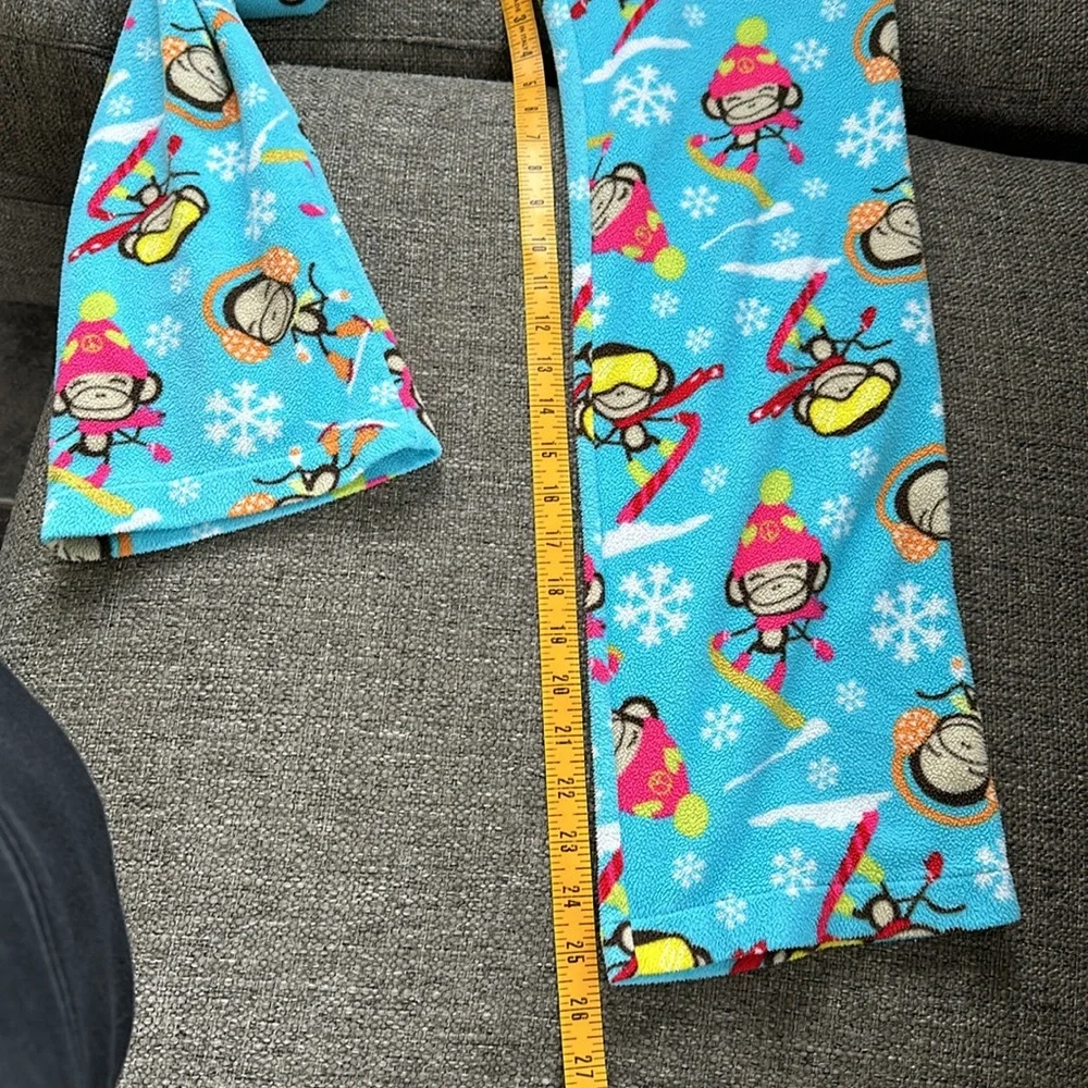 Old Navy Girls Blue Fleece Pajama Pants Size 10-12 Ski Snowboard Winter Monkey
